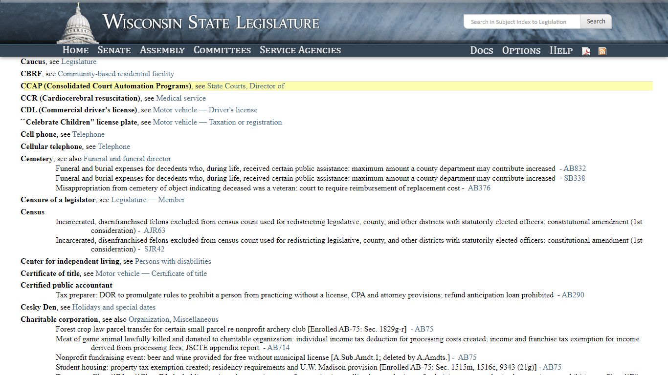 Wisconsin Legislature: CCAP (Consolidated Court Automation Programs)